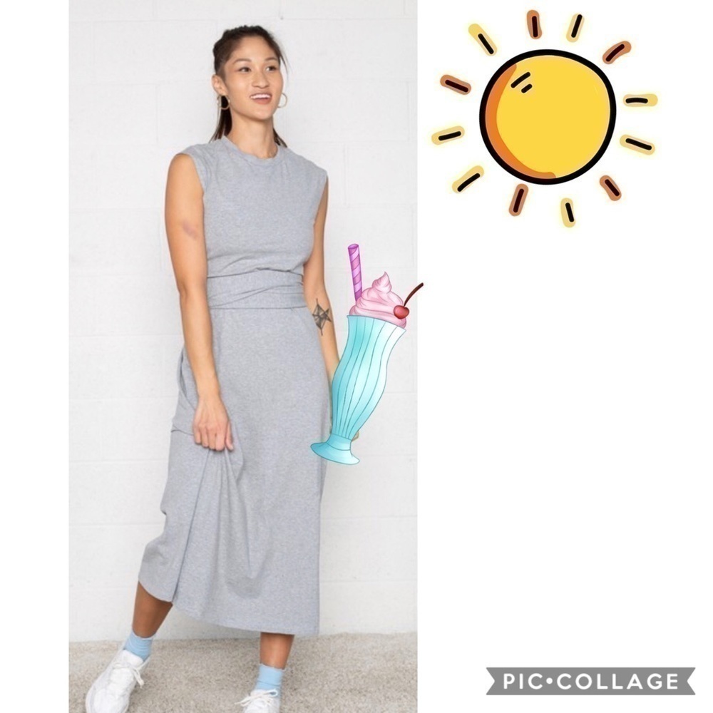 Heather Gray Dress w/Tie & Slightly Open Back